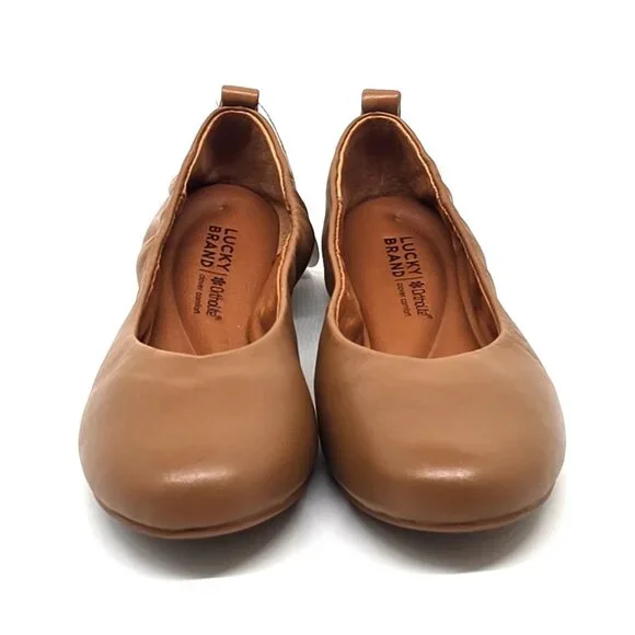 Lucky Brand Emmie Lou Ballet Flats Slip on Tan Leather Shoes Women's Size 5M - Picture 4 of 12